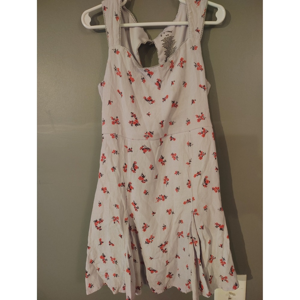 Art Class Girls Floral Sleeveless Dress Lilac Red Size M 8 Cutout Back Smocked